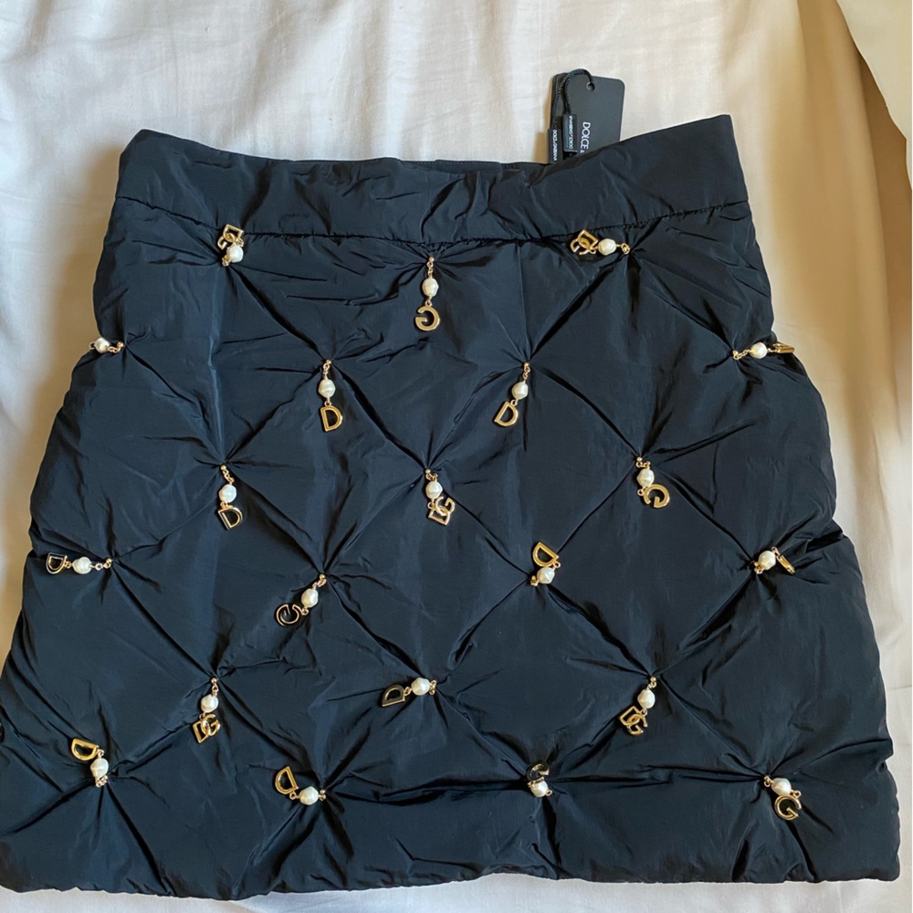 Dolce & Gabbana quilted logo-charm mini skirt